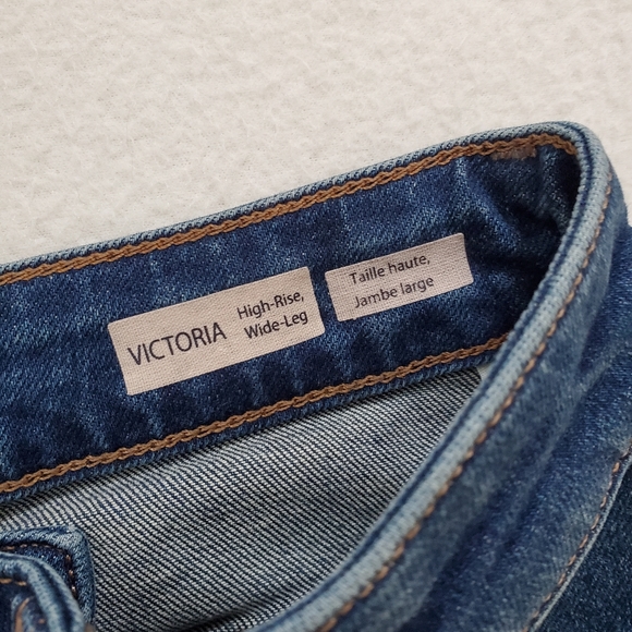 Mavi Victoria High Rise Wide Leg Jeans Size 29 Raw Hem Indigo Wash - Picture 14 of 16